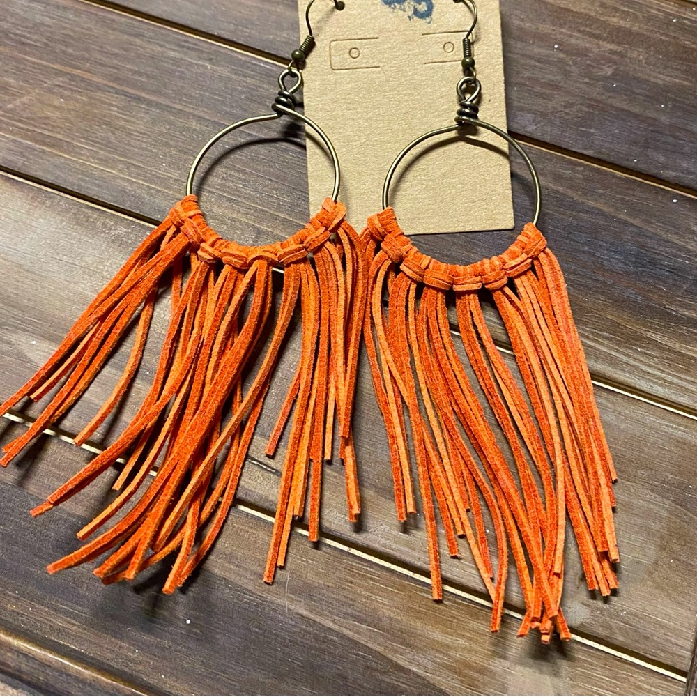 Orange Suede Earrings
